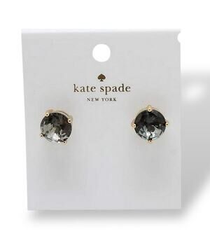 Kate Spade “Black Diamond” Crystal Gumdrop Stud Earrings Gold Tone NWT